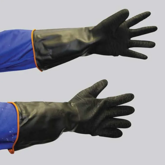Rough Finish - Black Rubber Chemical Glove 40cm