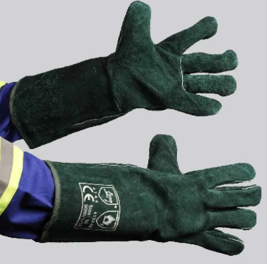 Green Lined Leather Glove - Elbow Length
