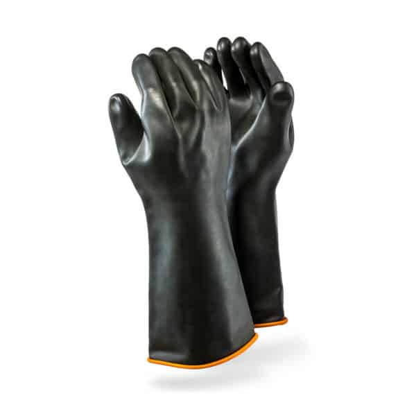 Black Rubber Gloves - 40cm Length (Smooth)