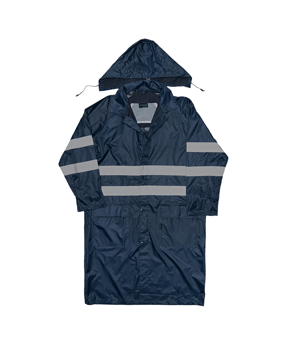 Polyester PVC Reflective Calf Length Rain Coat