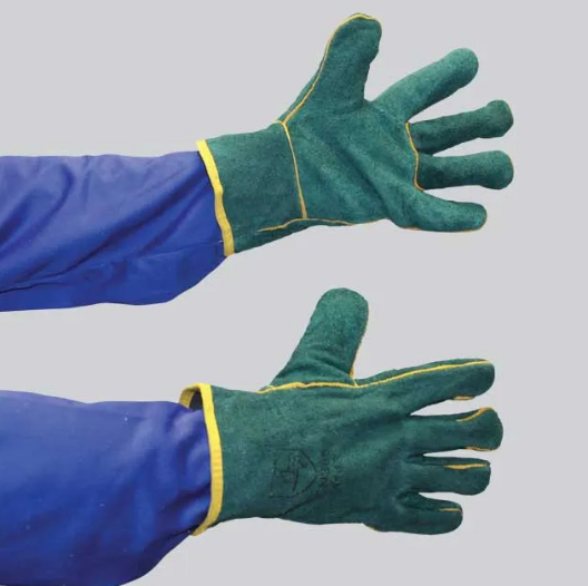 Green Lined Leather Glove - Wrist Length