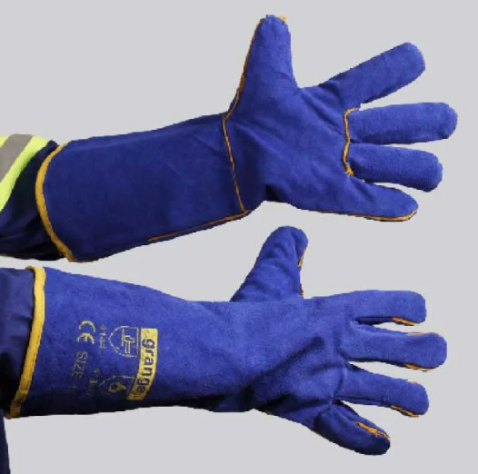 Blue Lined Leather Glove - Elbow Length