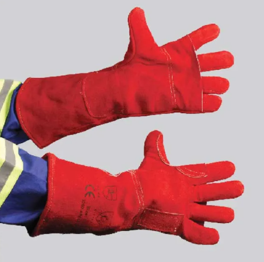 Red Heat Resistant Elbow length Gloves