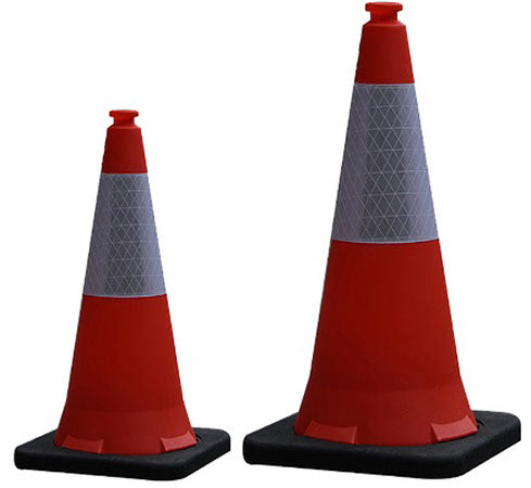 Red & Black 500mm Traffic Cone with Reflective Tape