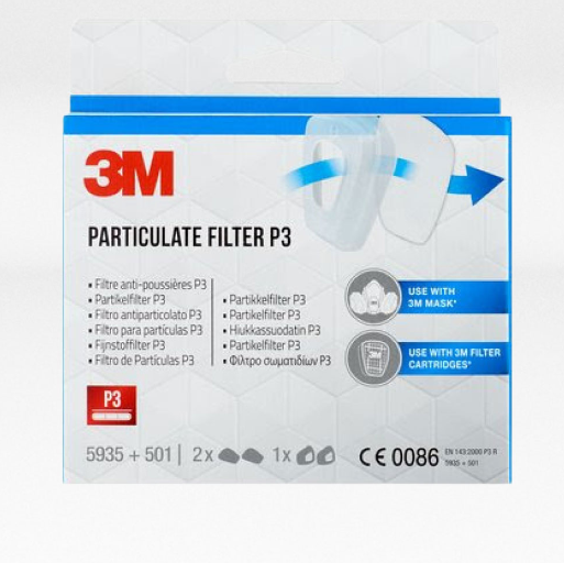 3M™ Particulate Filter 5935, 2 Pairs of 5935 Filters + 1 Pair of 501 Filter Holder/Pack
